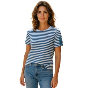 MICHAEL Michael Kors Zip Short Sleeve Scoop Neck Top Size L